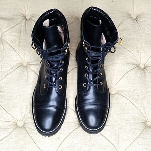 Stuart weitzman black combat boots women's size 5.5M